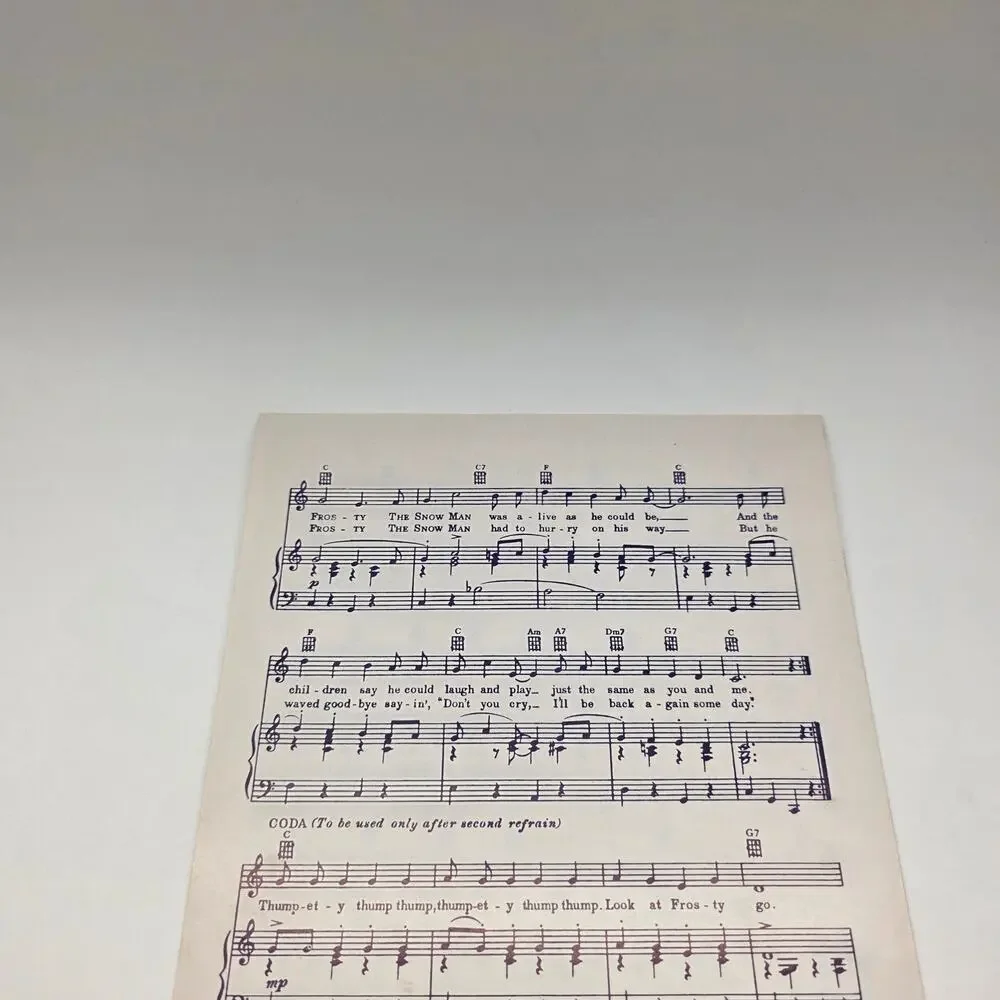 Vintage Frosty the Snow Man Sheet Music Steve Nelson Jack Rollins 1950